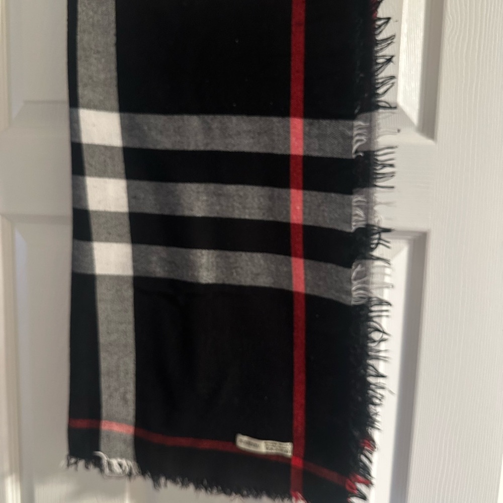Burberry Black and Red Checkered Scarf